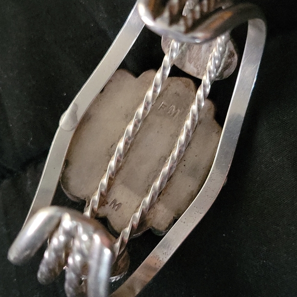 Fred Maloney Vtg Turquoise Sterling Silver Cuff Bracelet - Picture 6 of 10